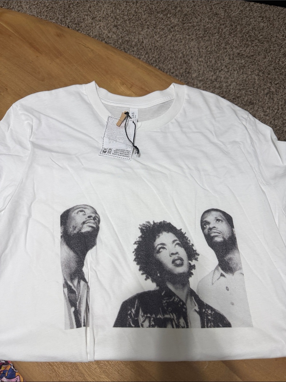 Bella Canvas White Crewneck T-Shirt with Black Trio Photo Print